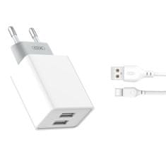 XO Polnilec za telefon L65 2xUSB bel + 8-pin Lightning kabel