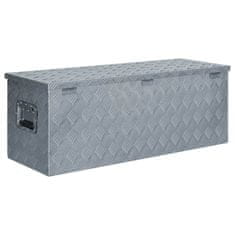 Vidaxl Skrinja iz aluminija 110,5 x 38,5 x 40 cm srebrne barve