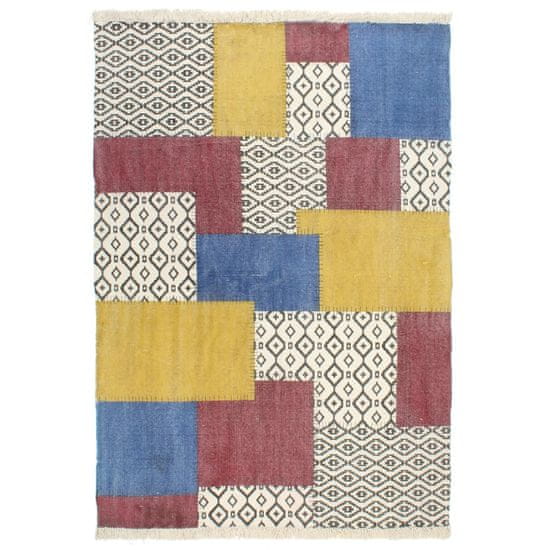 Vidaxl Ročno tkana Kilim preproga bombaž 120x180 cm večbarvni potisk