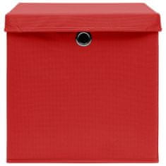 shumee Škatle za shranjevanje s pokrovi 4 kosi rdeče 32x32x32 cm blago