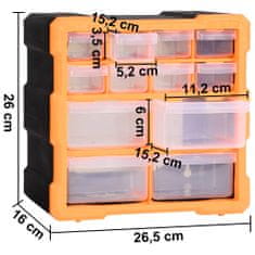 Vidaxl Organizatorji z 12 predali 2 kosa 26,5x16x26 cm