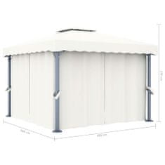 Greatstore Paviljon z zaveso 3x3 m kremno bel aluminij