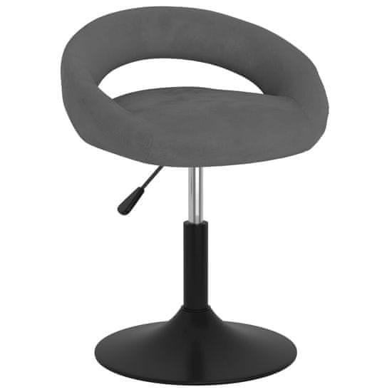 Vidaxl Vrtljivi namizni stol, temno siv, oblazinjen z žametom