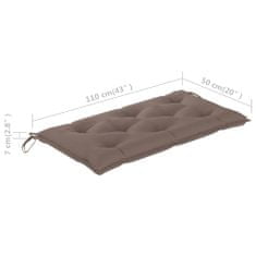 Vidaxl Blazina za vrtno klop taupe 110x50x7 cm blago