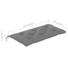 Vidaxl Blazina za vrtno klop siva 110x50x7 cm blago