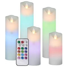 Vidaxl Komplet LED svečk 5-delni z daljincem barvne