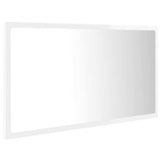 Vidaxl LED kopalniško ogledalo visok sijaj belo 80x8,5x37 cm