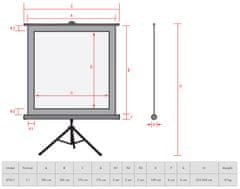 Reflecta Projekcijsko platno Crystal-Line Tripod 180 x 180 cm (87651)