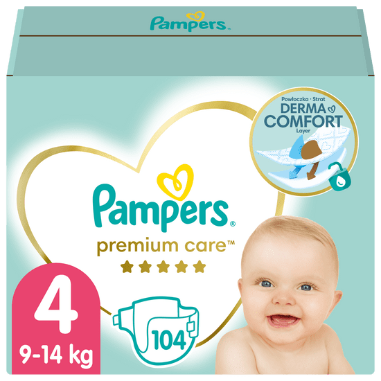 Pampers Premium Care plenice, vel. 4, 9 kg–14 kg, 104 kosov