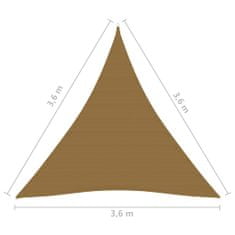 Vidaxl Senčno jadro 160 g/m2 taupe 3,6x3,6x3,6 m HDPE