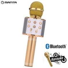 Manta MIC10-G karaoke mikrofon + zvočnik, Bluetooth, USB, microSD, zlat