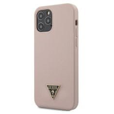 Guess GUHCP12MLSTMLP iPhone 12/12 Pro 6,1" svetlo roza trdi ovitek Silikonski trikotnik z logotipom