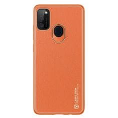 slomart eleganten etui dux ducis yolo iz mehkega tpu in pu usnja za samsung galaxy m30s oranžen