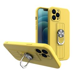 slomart Silikonski ovitek Ring Case s prstnim oprijemom in stojalom za iPhone 11 Pro rumene barve