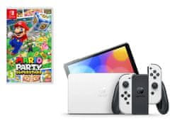 Nintendo Switch OLED igralna konzola, Neon White + Mario Party Superstars igra