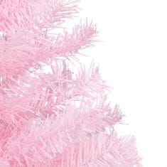 Vidaxl Umetna novoletna jelka z LED lučkami in bučkami roza 150 cm