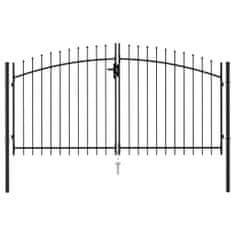 Vidaxl Dvojna vrata za ograjo koničasta jeklo 3x1,5 m črna