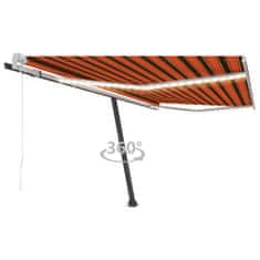 Vidaxl Avtomatska tenda LED + senzor 400x300 cm oranžna/rjava