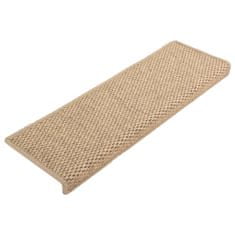 Vidaxl Samolepilne preproge za stopnice sisal 15 kosov 65x25cm peščene