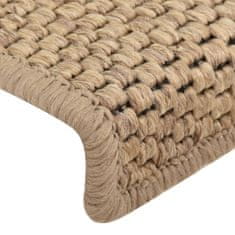 Vidaxl Samolepilne preproge za stopnice sisal 15 kosov 65x25cm peščene