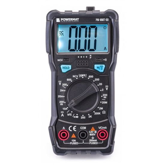 Powermat Univerzalni 10A digitalni multimeter z LCD + LED svetilka