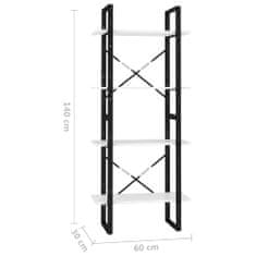 Vidaxl Knjižna omara 4-nadstropna bela 60x30x140 cm iverna plošča