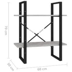 Greatstore Knjižna omara 2-nadstropna betonsko siva 60x30x70 cm iverna pl.