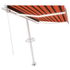 Vidaxl Ročno zložljiva tenda z LED lučmi 300x250 cm oranžna in rjava