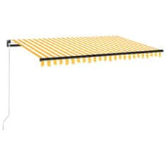 Vidaxl Ročno zložljiva tenda z LED lučmi 450x350 cm rumena in bela