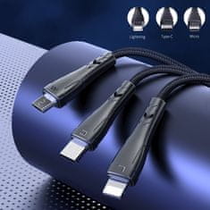 Mcdodo Mcdodo 3V1 Usb Kabel Za Hitro Polnjenje Usb-C Lightning Micro Usb Qc 3.0 1M