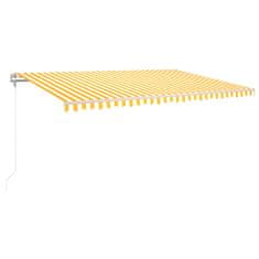 Vidaxl Avtomatska tenda LED + senzor 500x350 cm rumeno/bela