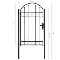 Vidaxl Vrata za ograjo zaobljena jeklo 100x175 cm črna