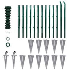 Vidaxl Mrežna ograja s stebrički in konicami pocinkano jeklo 0,8x25 m