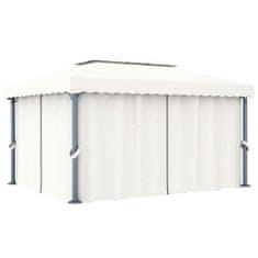 Greatstore Paviljon z zaveso 4x3 m kremno bel aluminij