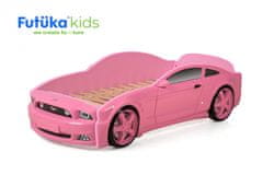 Futuka Kids Otroška postelja avto LIGHT 3D MG + Žarometi LED + Spodnja luč PINK