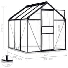 Vidaxl Rastlinjak z okvirjem antraciten aluminij 3,61 m2