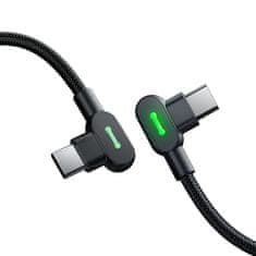 Mcdodo MCDODO 90° KOTNI KABEL USB-C HITRO POLNJENJE OBOJESTRANSKI USB TIPA C LED 2M