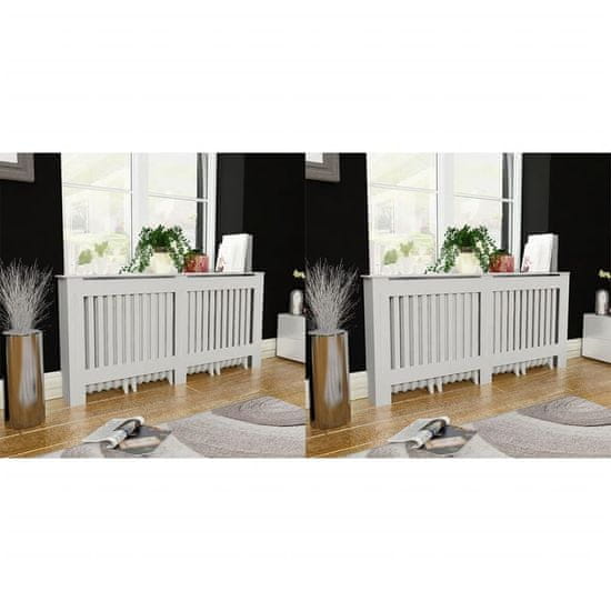 Vidaxl Pokrovi za radiatorje 2 kosa MDF 172 cm beli