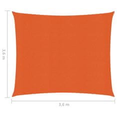 Vidaxl Senčno jadro 160 g/m2 oranžno 3,6x3,6 m HDPE