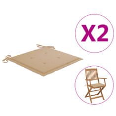 Vidaxl Blazine za vrtne stole 2 kosa bež 40x40x4 cm blago