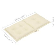 Vidaxl Blazine za vrtne stole 2 kosa krem 100x50x7 cm