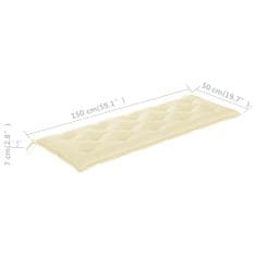 Vidaxl Blazina za vrtno klop kremno bela 150x50x7 cm blago