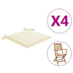 Vidaxl Blazine za vrtne stole 4 kosi krem 40x40x4 cm