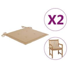 Vidaxl Blazine za vrtne stole 2 kosa bež 50x50x4 cm