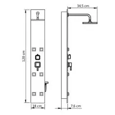 Vidaxl Panelna enota za tuš steklo 18x41,2x120 cm črna