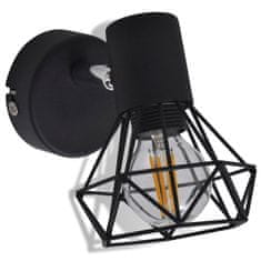 Vidaxl Industrijska svetilka z žičnim okvirjem in LED žarnico 2 kosa črna