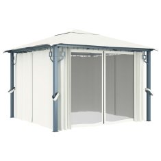 Vidaxl Paviljon z zaveso 300x300 cm krem aluminij