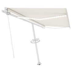 Vidaxl Ročno zložljiva tenda z LED lučkami 450x350 cm krem