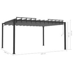 Vidaxl Paviljon z rešetkasto streho 3x4 m antracitno blago in aluminij