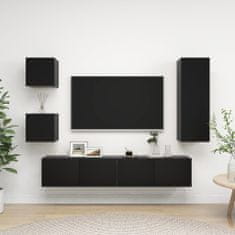 Vidaxl Komplet TV omaric 5-delni črna iverna plošča